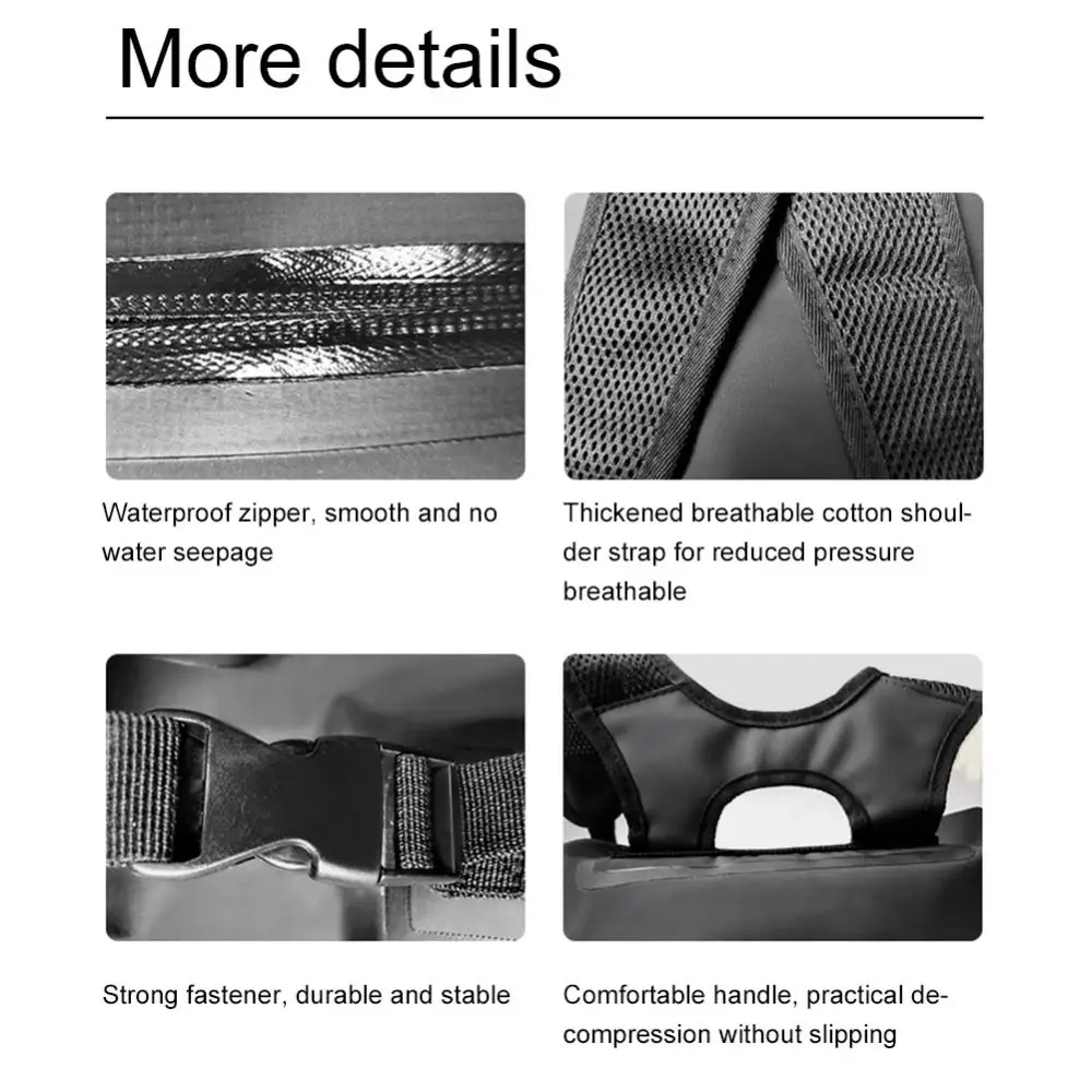 

Zipper Pocket 25L Waterproof Backpack Roll-Top Closure Waterproof Beach Storage Bag Thickened Material Folding Swimming Backpack