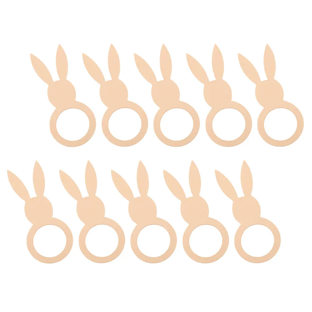 

Wooden Napkin Rings Bunny Shaped Reusable Rabbit Ornament Elegant Holiday Party Easter Atmosphere Serviette Buckles