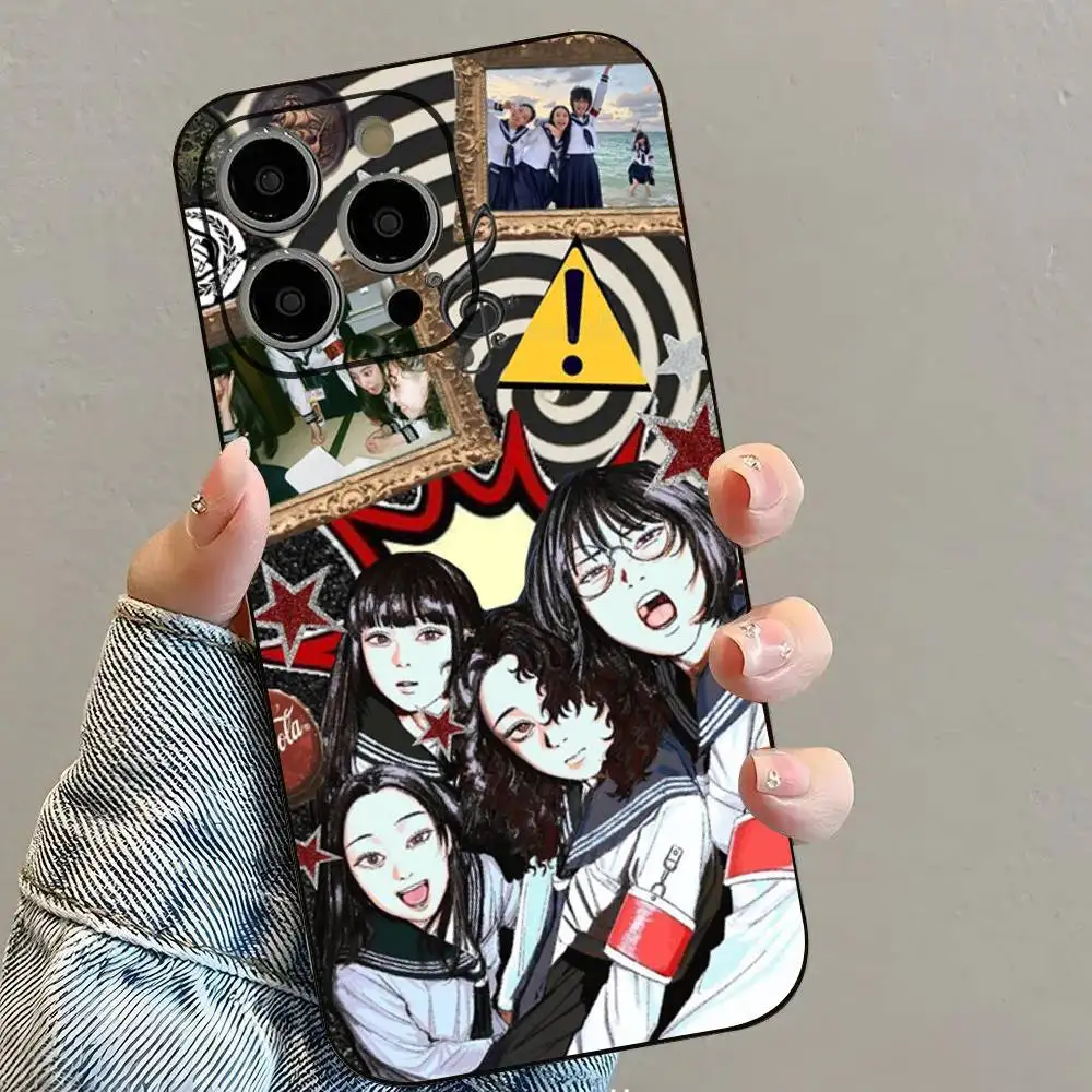 1 قطعة Atarashii Gakko.jpg جراب هاتف أسود سيليكون لينة شل آيفون 17 16 15 14 13 12 11 الهواء برو ماكس زائد