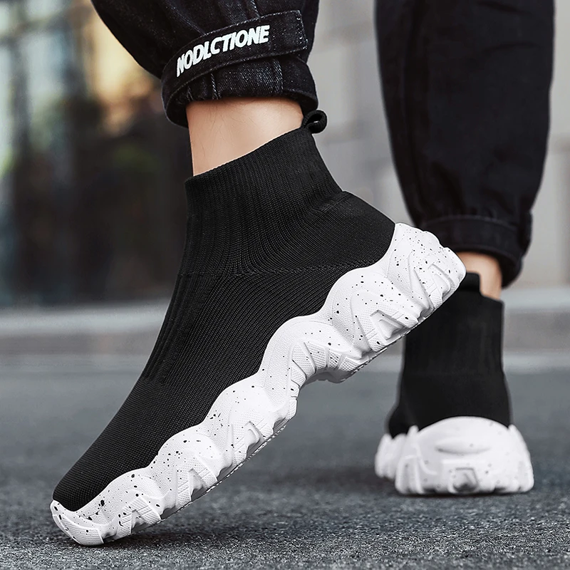 2023 Black Socks Sneakers Spring Autumn Men Casual Shoes Chunky Platform Unisex Sock Shoe Fashion Breathable Chaussure Homme Man