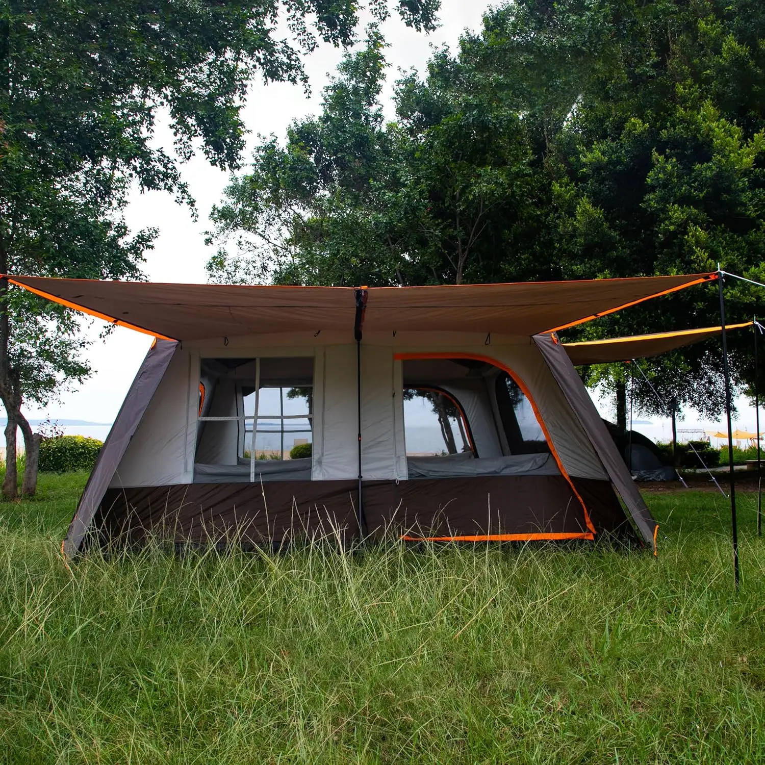 Tenda ao ar livre extra grande para 10-12 Pessoa, barracas de cabine da família, parede reta, impermeável, dupla camada, tenda grande para exterior