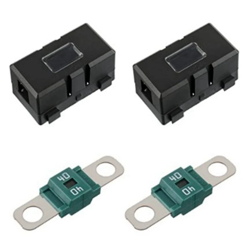 2 X ANS-H Car Fuse Holder And 2 X High Current Bolt On Midi Fuses 50A Amp Plastic Fuse Holder For Cars, Trucks, Vehicles 40A