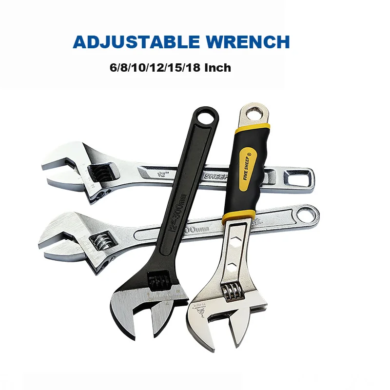 Pipe Clamp Adjustable Wrench 6/8/10/12/15/18 Inch Dual-Purpose Adjustable Wrench Hardware Tool for Automotive/mechanical Repair