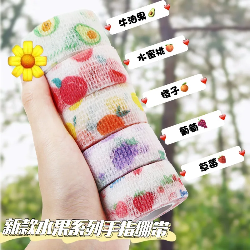 5pcs/lot 2.5cmx4.5m Cute Cartoon Fruit Patterned Sports Tape Finger Wound Healing Strips Bandages for Children Health Care Tools