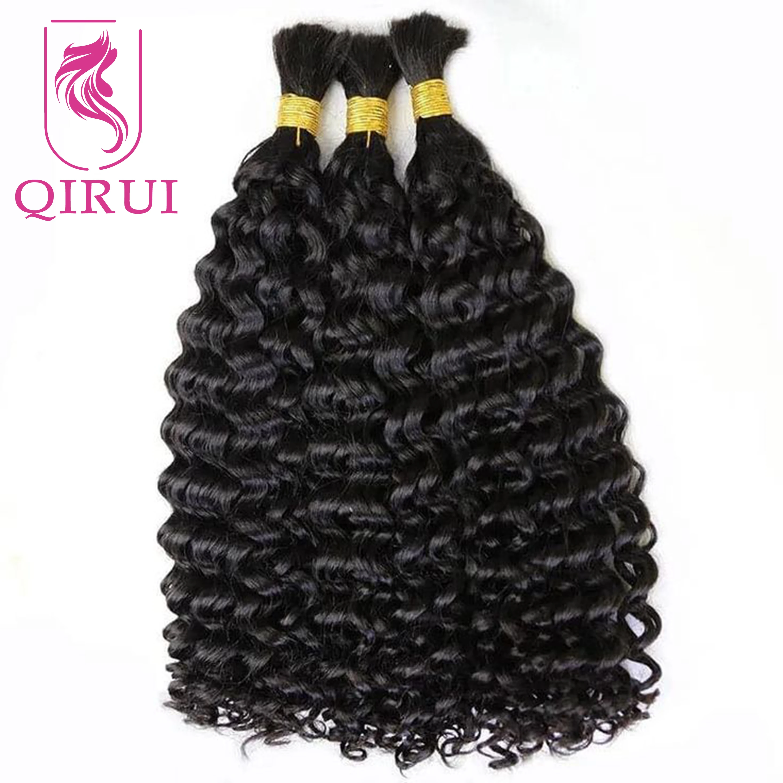 Bulk Human Hair No Weft For Braiding Curly Hair Bundles Wholesale Double Drawn Boho Knotless Braids Human Hair For Black Women