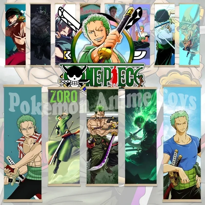 ONE PIECE Roronoa Zoro Wall Art Picture Scroll Canvas Wall Hanging Painting Home Decor Anime Poster Wall Art Room Decoration