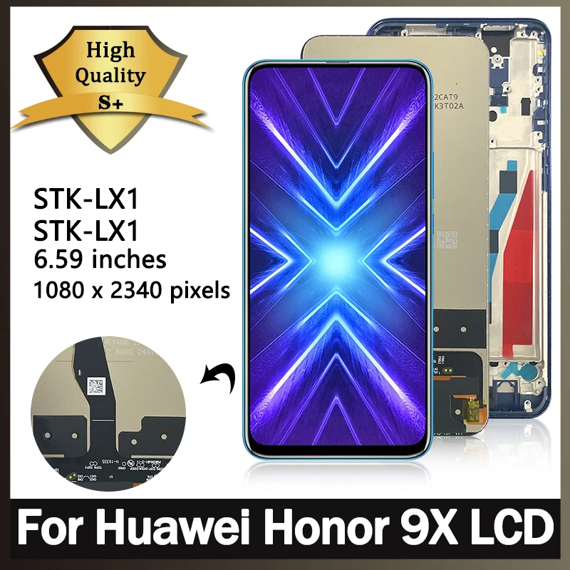 Качество AAA для Huawei Honor 9X Global Premium STK-LX1 ЖК-дисплей с цифровым преобразователем сенсорного экрана в сборе 9 X дисплей с рамкой