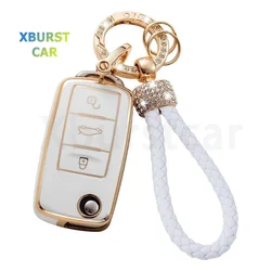 TPU Car Folding Key Case Cover Bag For Volkswagen VW Golf Bora Tiguan Passat Jetta POLO GOLF MK6 for Skoda Octavia A5 Holder