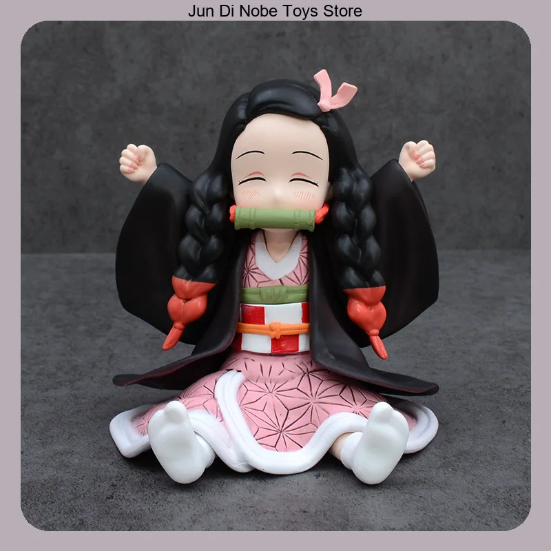 

10cm Demon Slayer Happy Sitting Pose Kamado Nezuko Anime Figure Model Statue Collection Desktop Decoration Ornament Toys Gifts