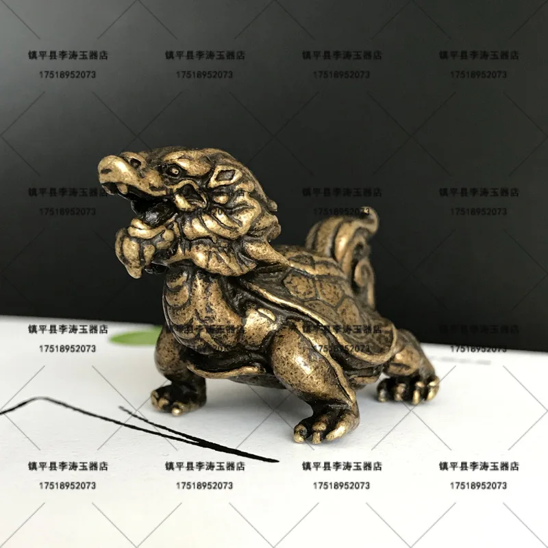 Creative Decorative Craft, Antique-Style Brass Dragon Turtle Home Decoration