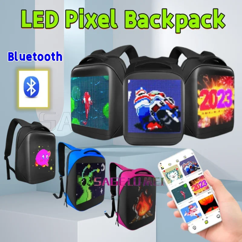 Newest Smart Led Pixel Backpack Advertising Light Waterproof Outdoor Climb Bag Walking Billboard Led Screen Panel School Bags