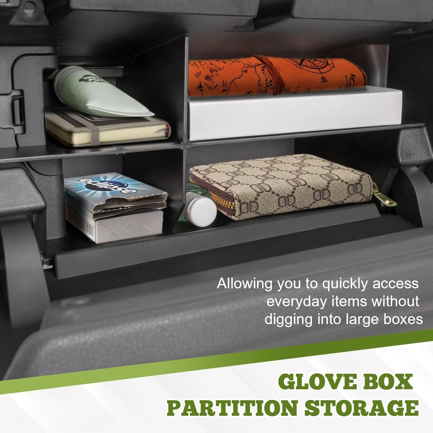 

RUNROAD Glove Box Organizer For 2024 2025 Toyota Tacoma (4th Gen Tacoma) Interior Accessories Compartment Dividers Insert Tray