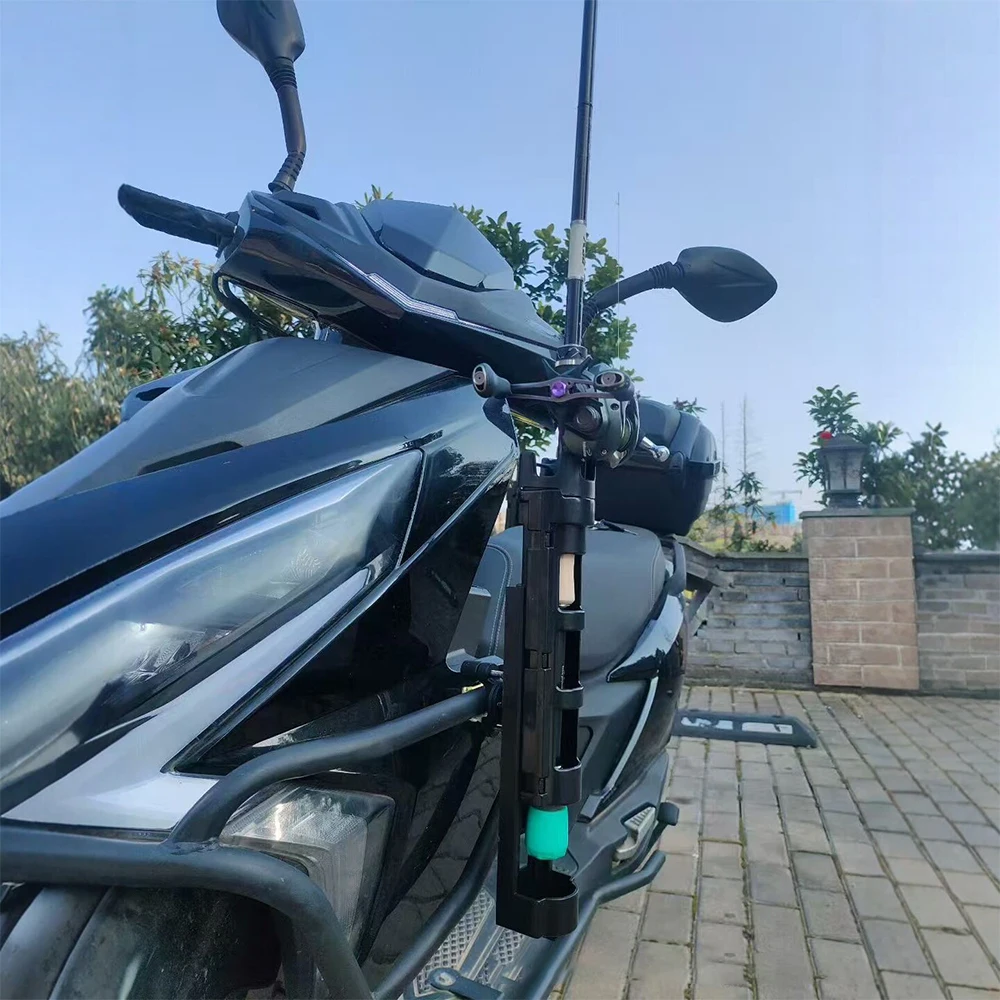 Universal Motorcycle Fishing Rod Holder Portable Frame Mounted Fishing Pole Bracket for Cruiser Heritage Scooter ADV Naked Bike