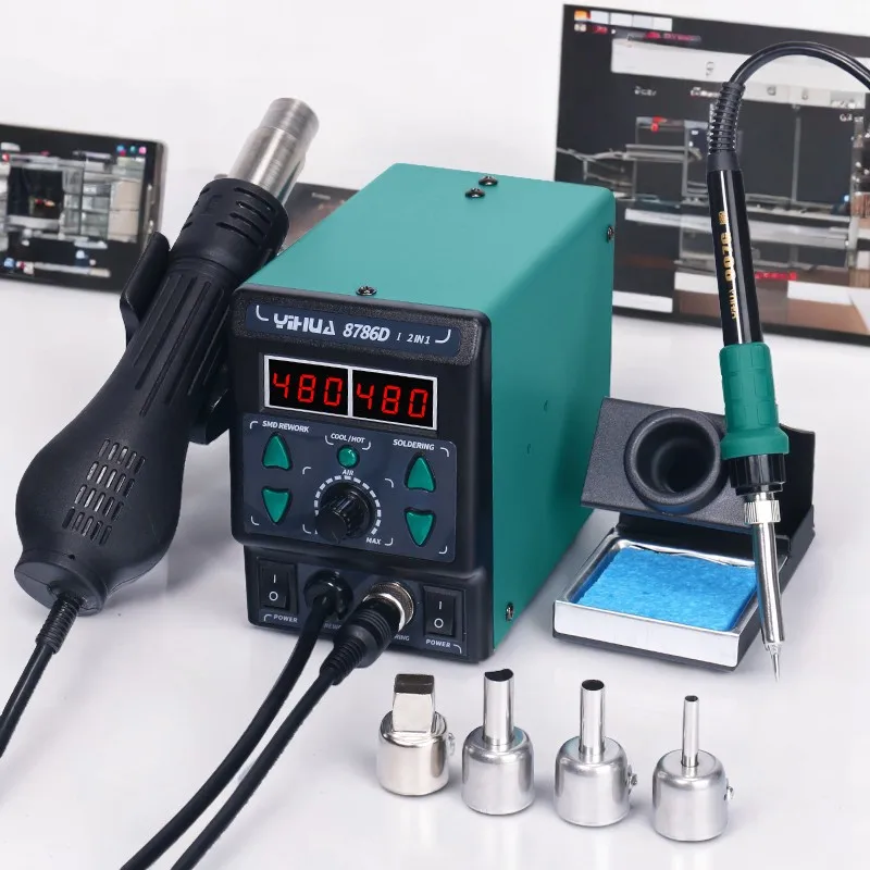 

YIHUA 8786D-I Soldering Iron Hot Air Station BGA Rework Station Phone Repair SMD Solder Tool Welding Station