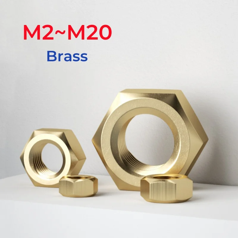 M2 M2.5 M3 M4 M5 M6 M8 M10 M12 M14 M16 M18 M20 Brass Flat Hex Hexagon Thin Nut Jam Nuts