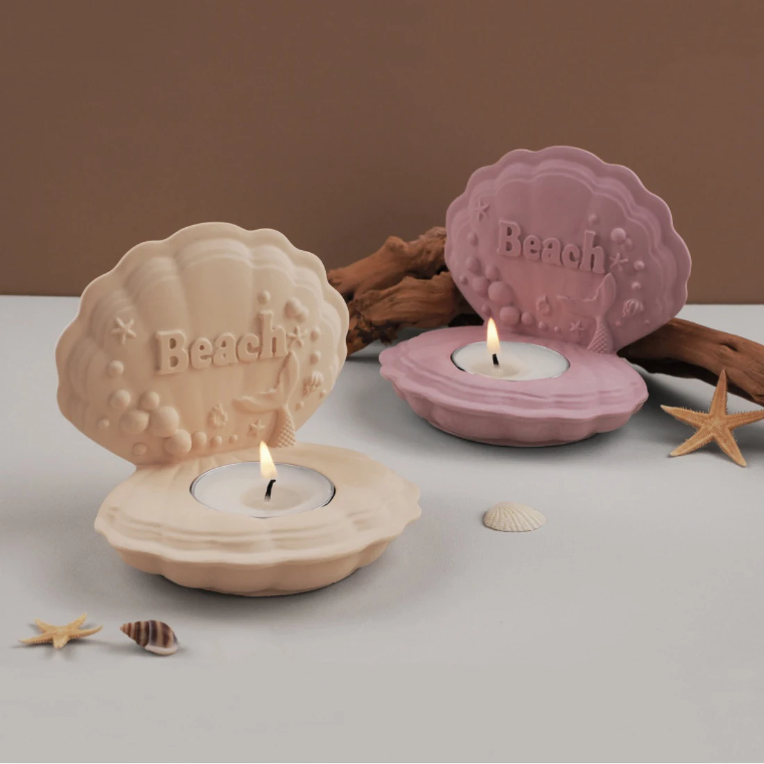 Starfish Ocean Shell Candlestick Silicone Mold Candle Holder Mold Starfish Candle Cup Shell Tray Plaster Resin Candle Mold Craft