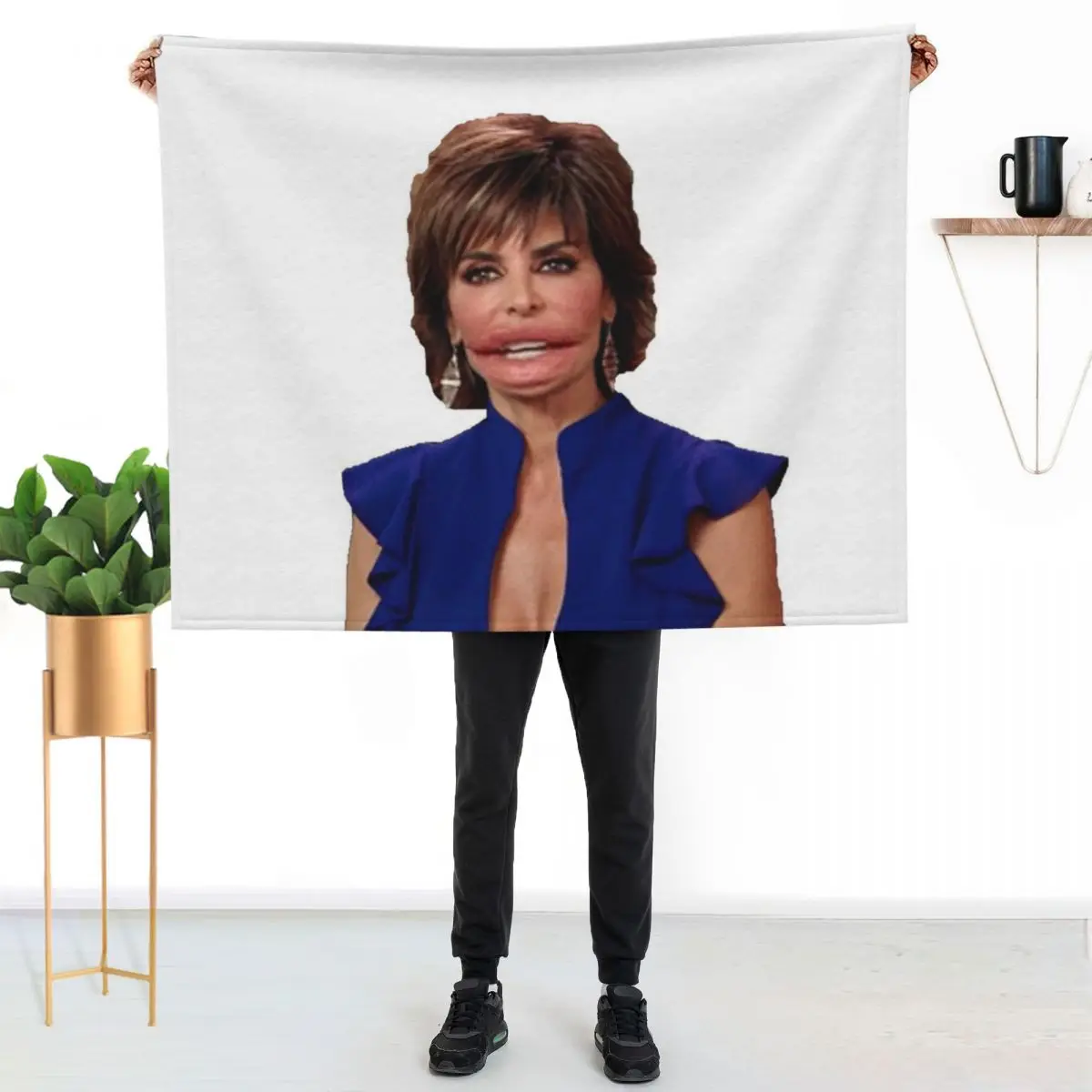 LISA RINNA big lips Throw Blanket Multi-Purpose Custom Bed linens Cute Plaid Kid'S Flannel Fabric Blankets