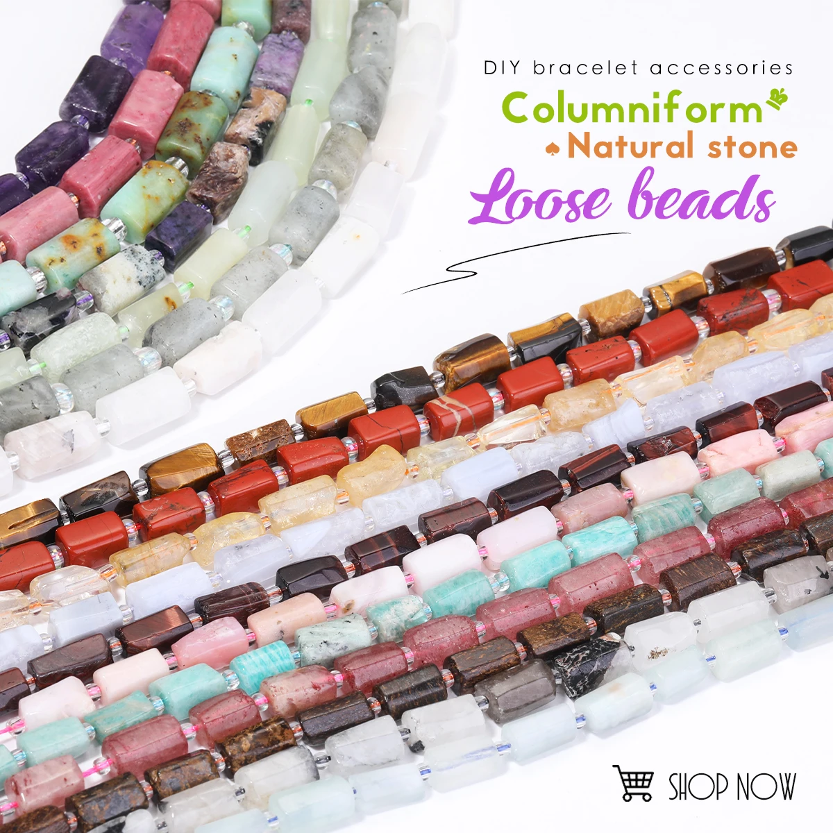 Natürliche Zylinder Stein Perle Bunte Weiße Jaspis Quarz Rohr Charms Perlen Für Schmuck Machen Diy Armbänder Halskette – Detail 1