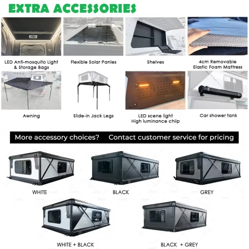 Customized 4x4 Off Road Roof Top Overlanding Tent Camper for Ranger Hard Shell Qian Pop up Camping Tent with Truck Canopy view 6