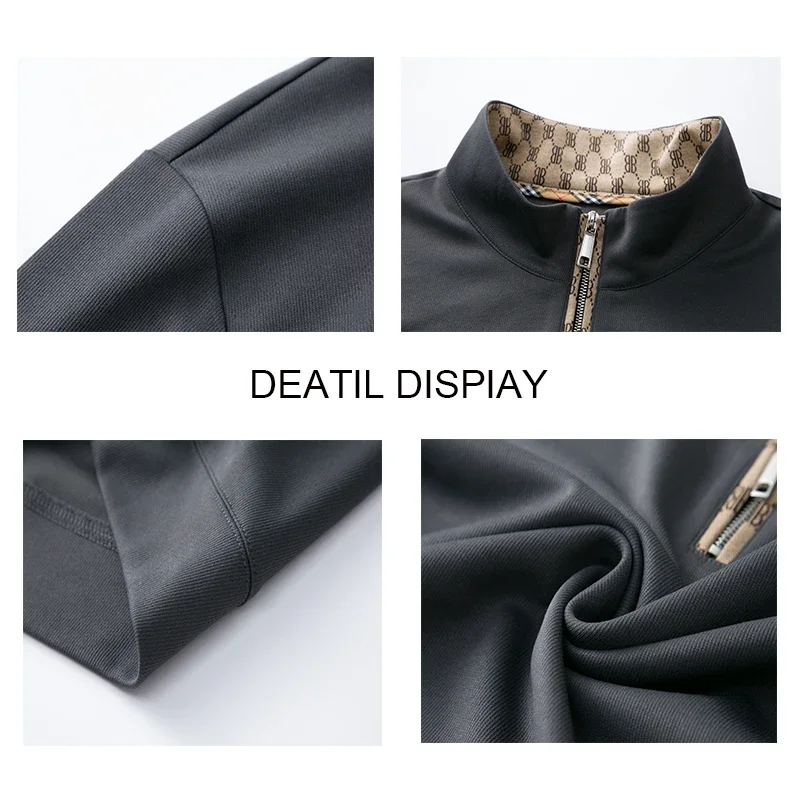 Suéter de manga larga con cremallera y cuello de pie para hombre, moda informal, nuevo