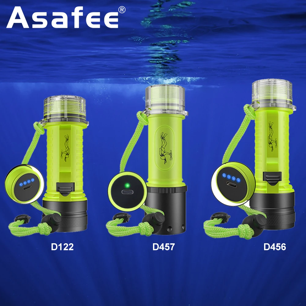 Asafee 30M Diving Canister Flashlight 100M Range Torch Rechargeable Orcatorch Waterproof Nitecore Underwater Search Lantern