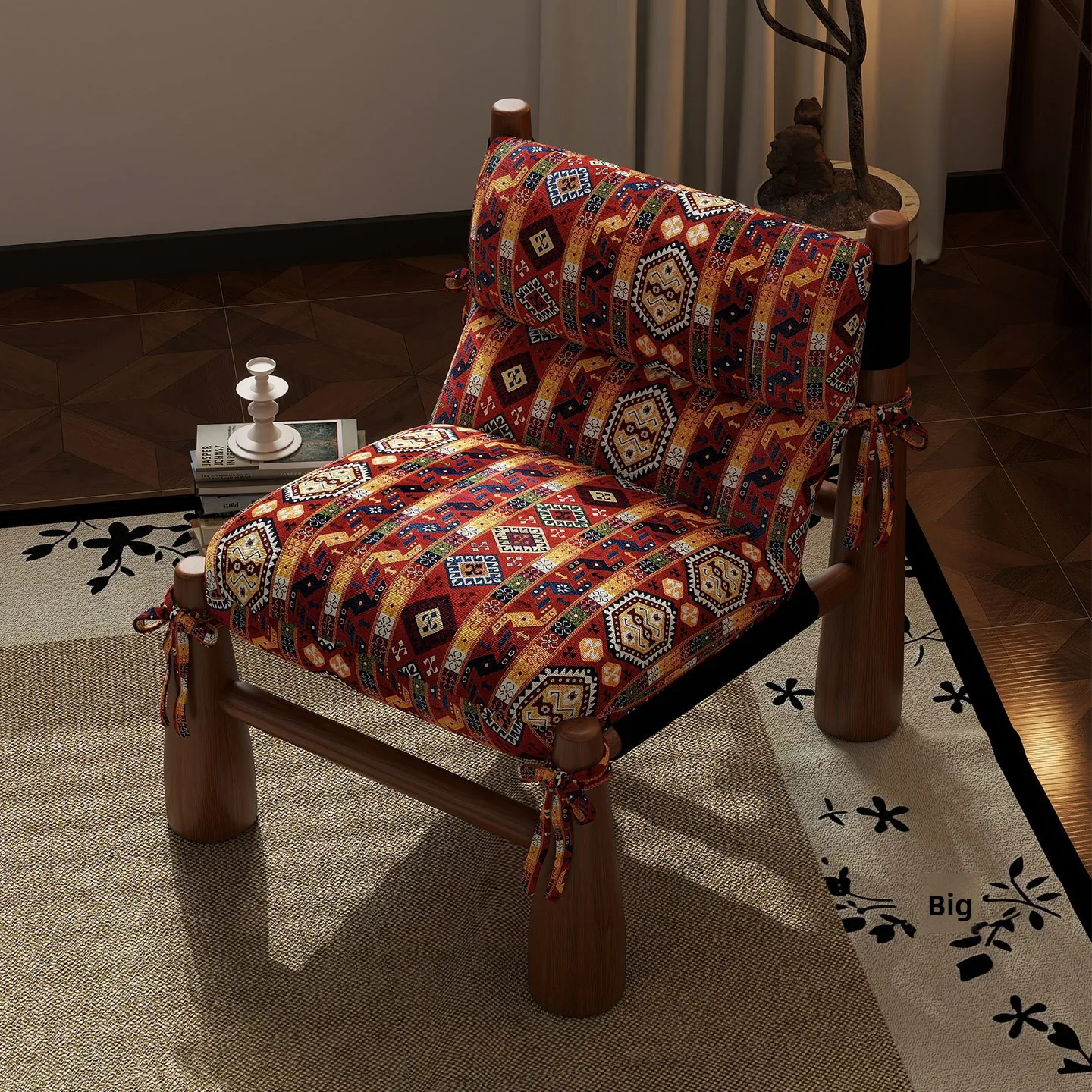 Bohemian style solid wood baseball chair household living room ancient single leisure chair atmosphere sofa chair