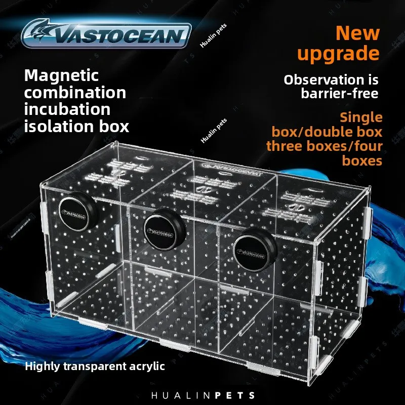 

VASTOCEAN Magnetic Acrylic Breeding Box-Modular Fish Isolation Tank By Spawning Divider-Hatching Nursery for Aquarium Fry&Shrimp