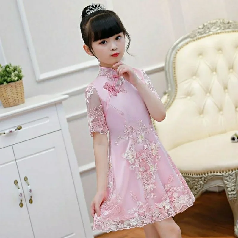 

Girls Dress Summer Clothes for Kids Girl Hanfu 2024 New Vintage Net Yarn Dress Kids Girls Dresses for School Wedding of 12 Years