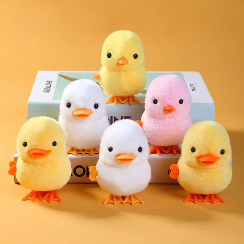 Juguetes de cuerda en movimiento, pollo de peluche, pato, simulación bonita, juguete para caminar para niños, regalo de Año Nuevo, juguete de relojería novedoso para bebés y niños