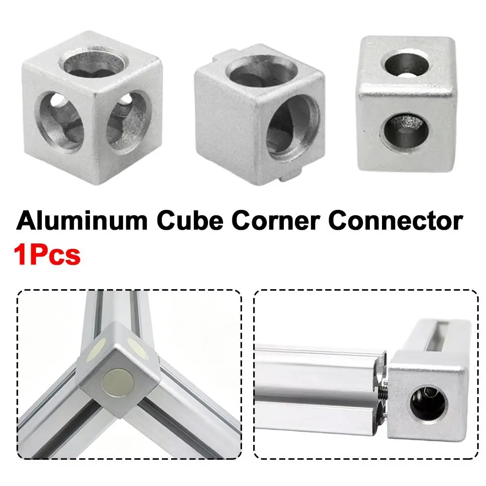 1Pcs 2020 3030 4040 4545 Aluminum Cube Corner Connector Silver Aluminum Aluminum Profile Fastener Corner Fastener Profile Joint