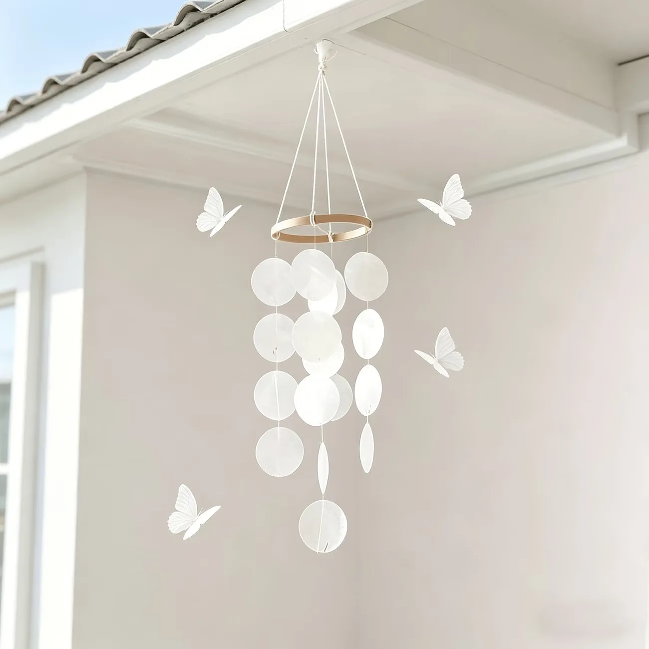 30Pcs White round Capiz Shells Natural Holes DIY Wind Chimes Jewelry Crafting Home Decor Shell Size Approx 2-3cm