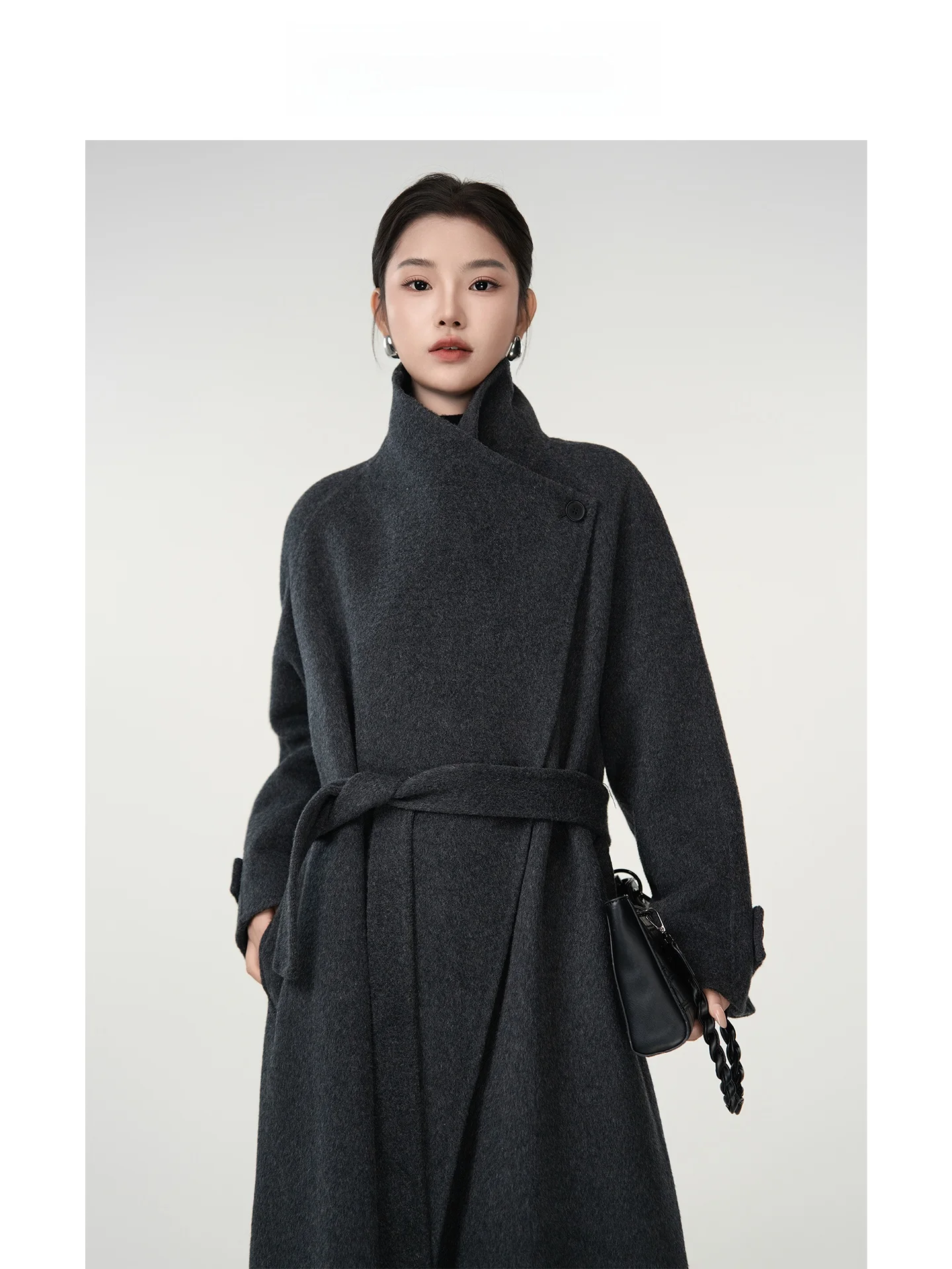 

Ele Double-Faced Woolen Coat Women's Mid-Length 25 Autumn Winter New Sle High-End Feelings McGumtou Commuter OL Sle