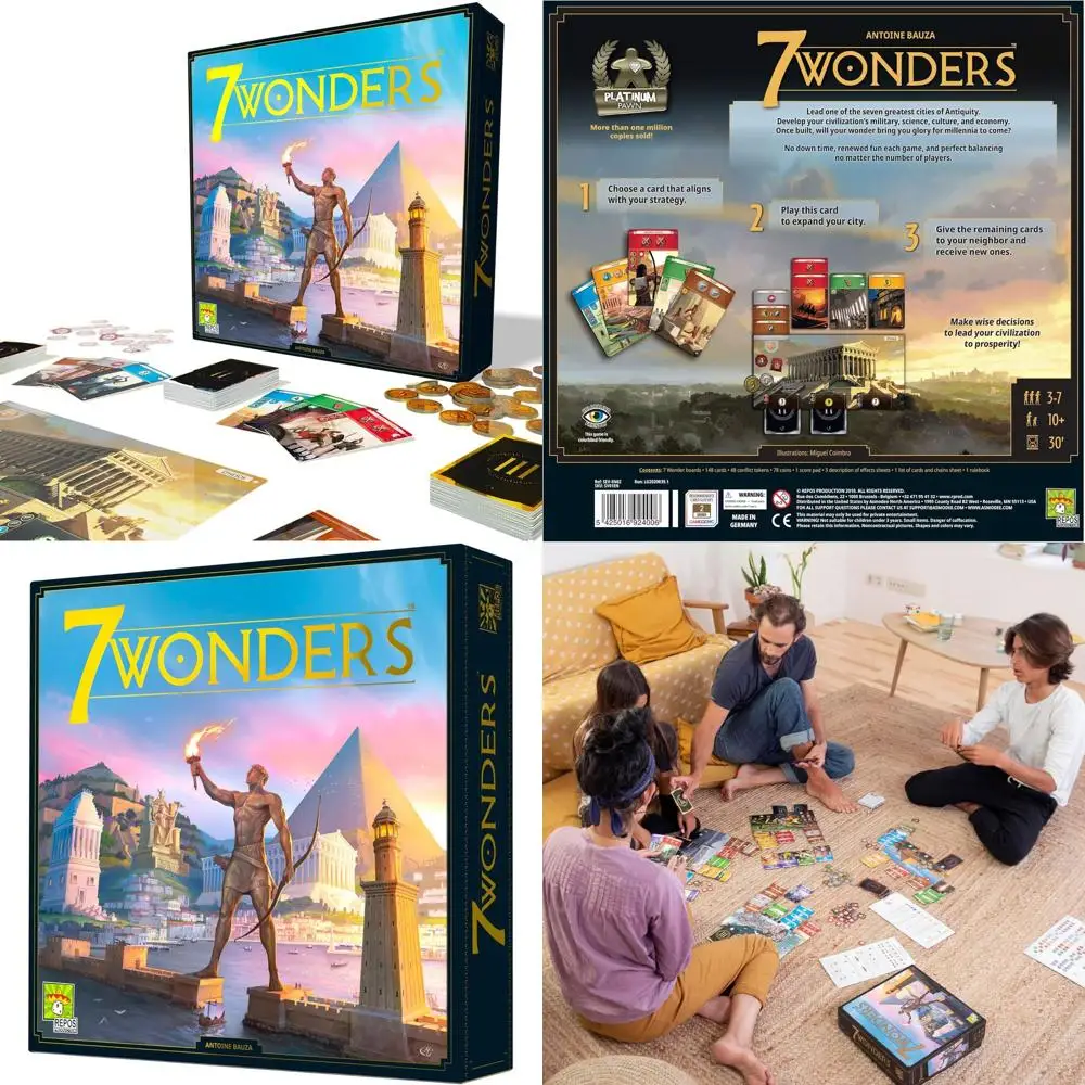 

7 чудес: сборка и расширяйте свою ампир в этой стратегической игре для 10 лет, 3-7 игроков, 30-минутных игр