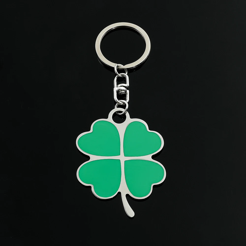 Fashion Creative Beautiful Four Clover Leaf Lucky Key Chain Jewelry Keyring Bag Accessories