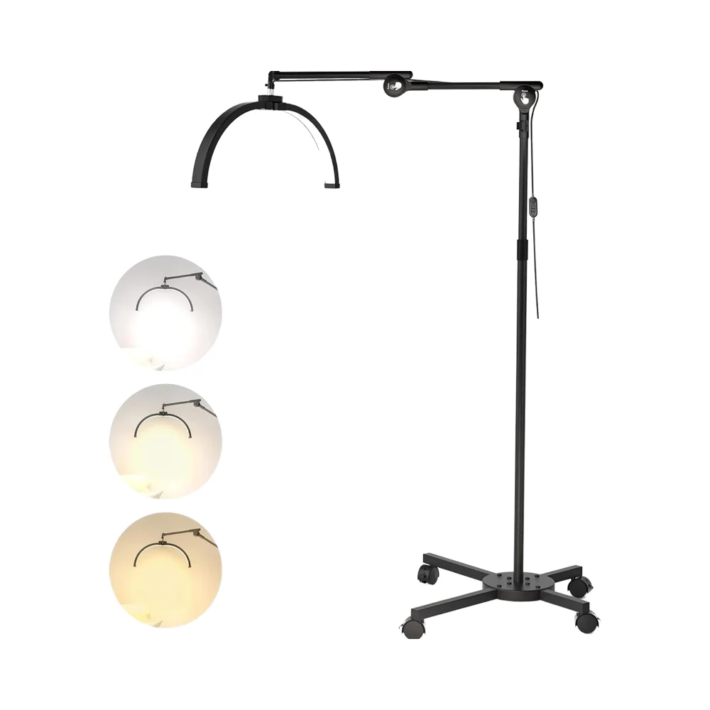 

Lash Lights Foldable Floor Lash Lamp Eyelash Tattoo Beauty Tech Dimmable LED Half Moon Light Phone Holder