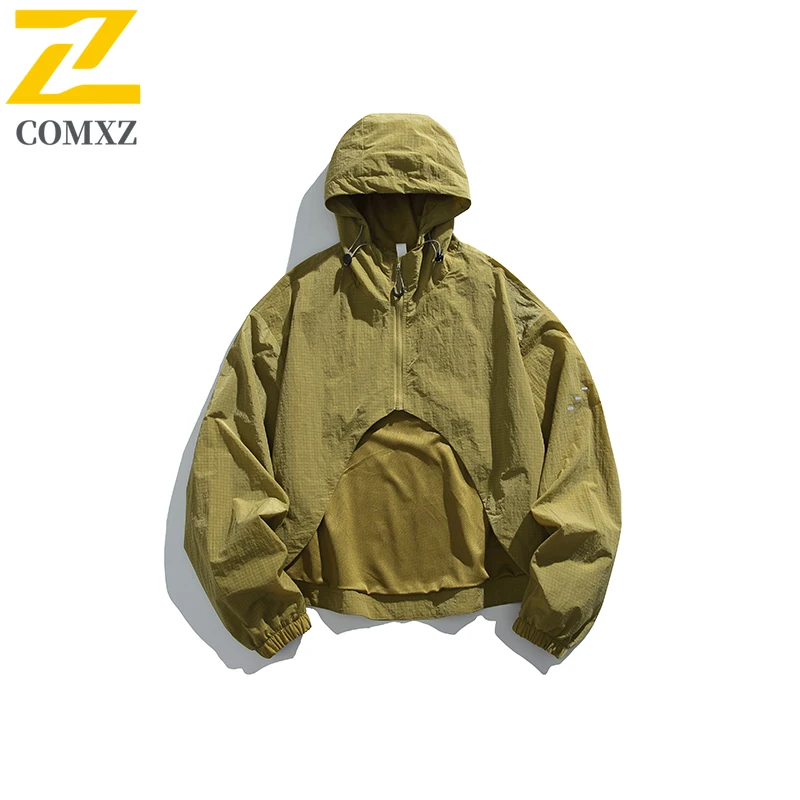 

Trendy Jacket Mens 2 in 1 Detachable Vest Comfort Coat Hooded Outdoor Climbing Windproof Breathable Autumn Men Windbreaker