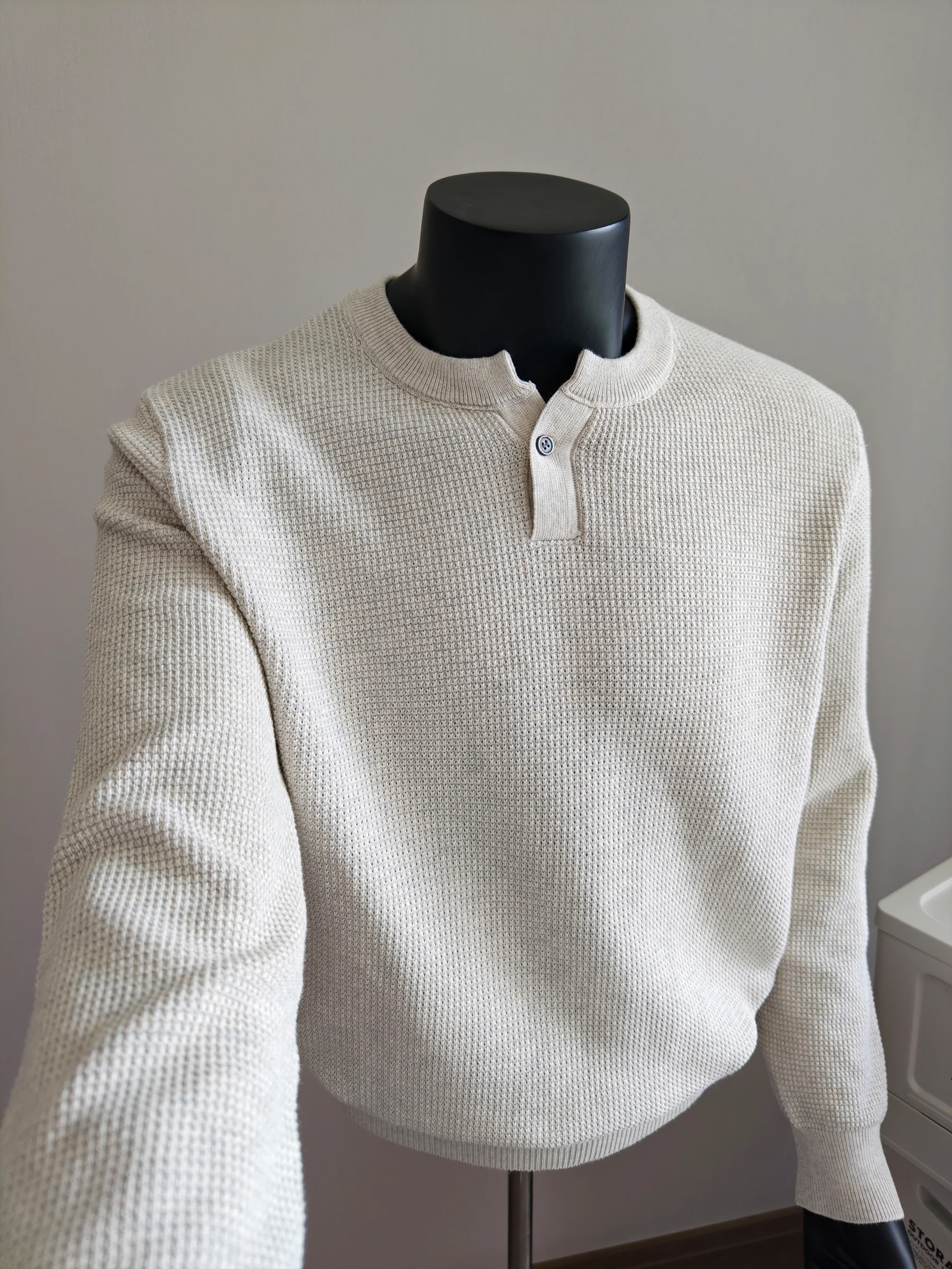 

Men's V-ne Knitwear Single Button Henry Collar Base Layer Autumn Winter Casual Sle Polyester Cotton Blend Long Sve