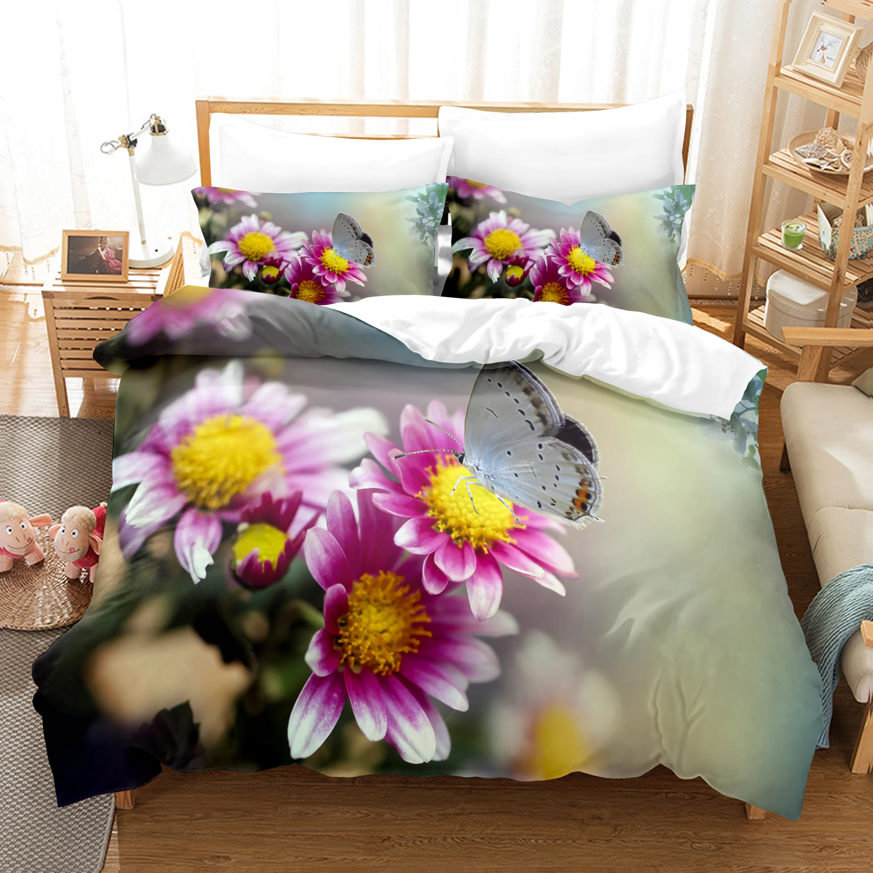 

Beautiful Butterfly Bedding Set Wings 3D Printed Cozy Brushed Washable King Queen Twin Size Duvet Cover Set Bedroom Decoration