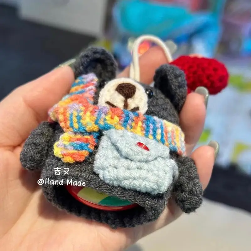 Handmade Cute Bear Crochet Tamagotchi Case – Customizable Gift