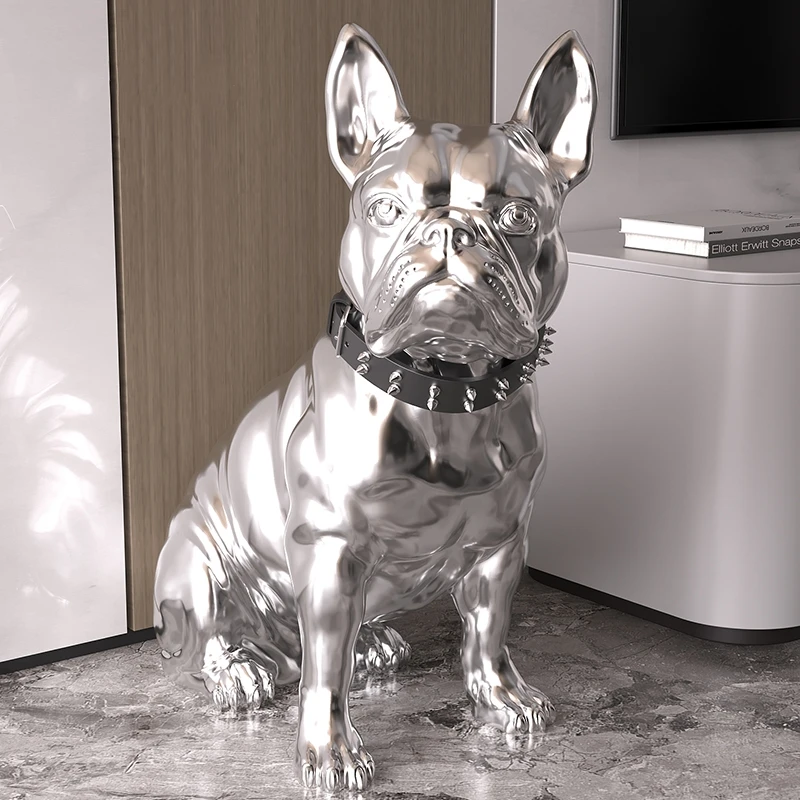Home Decor Electroplated Dog Statue Floor Decoration Living Room Large Animal Sculpture Art Ornament Housewarming Gift Figurine