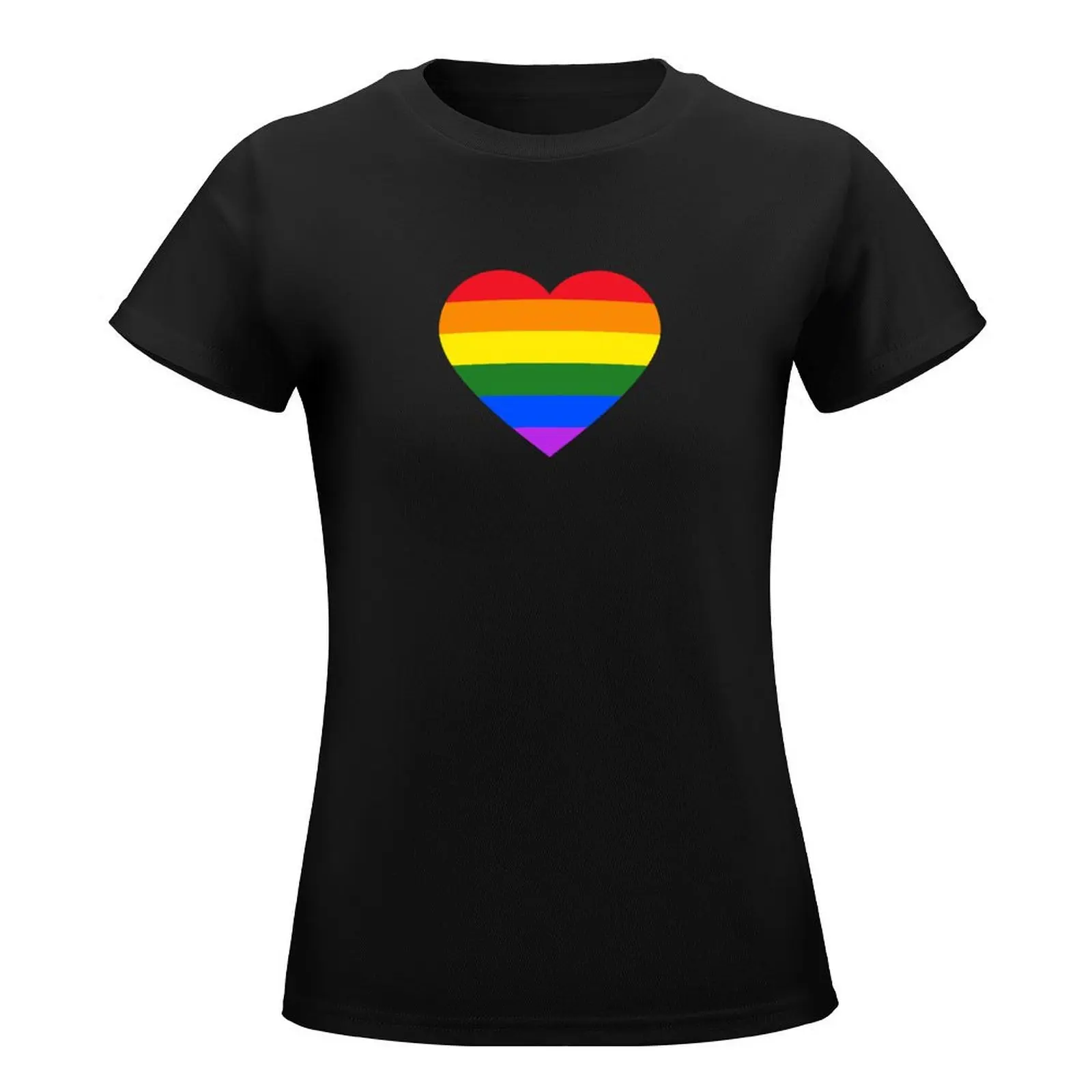 LGBT Rainbow Pride Flag Heart T-Shirt shirts graphic tees lady clothes blacks sublime t-shirts for Women cotton