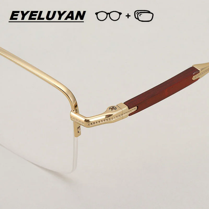 EYELUYAN نظارات طبية 2025 نمط الأعمال الخشب التيتانيوم النقي إطار بصري قصر النظر مد البصر النظارات التقدمية الرجال
