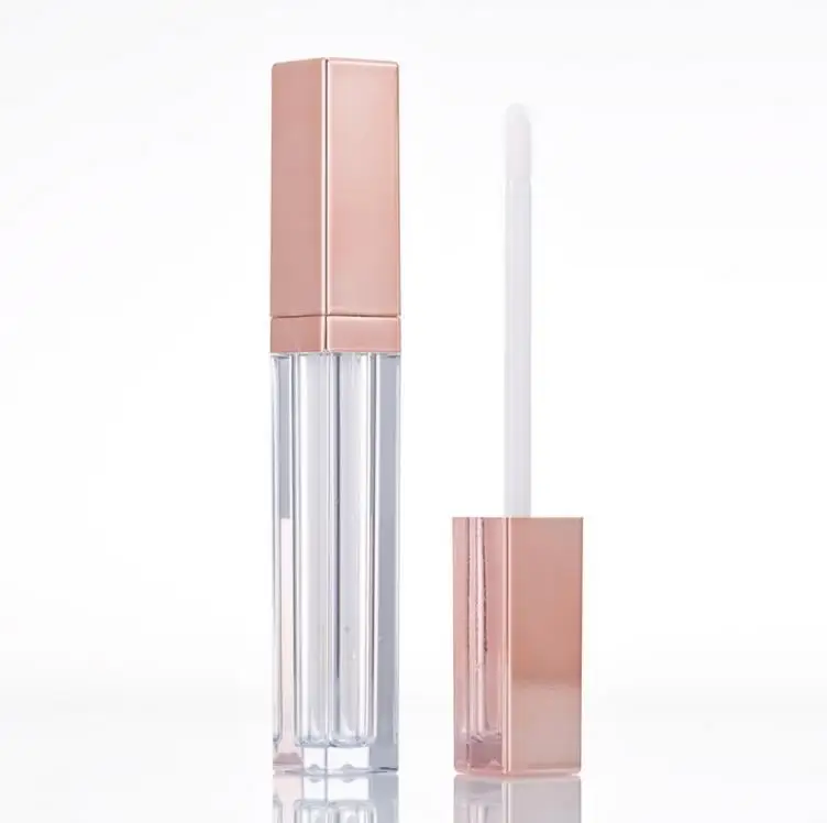 5ml Rose Gold Square Plastic Lip gloss Tubes DIY Empty Cosmetic Container Refillable Bottles Liquid Lipstick Bottle  SN1813