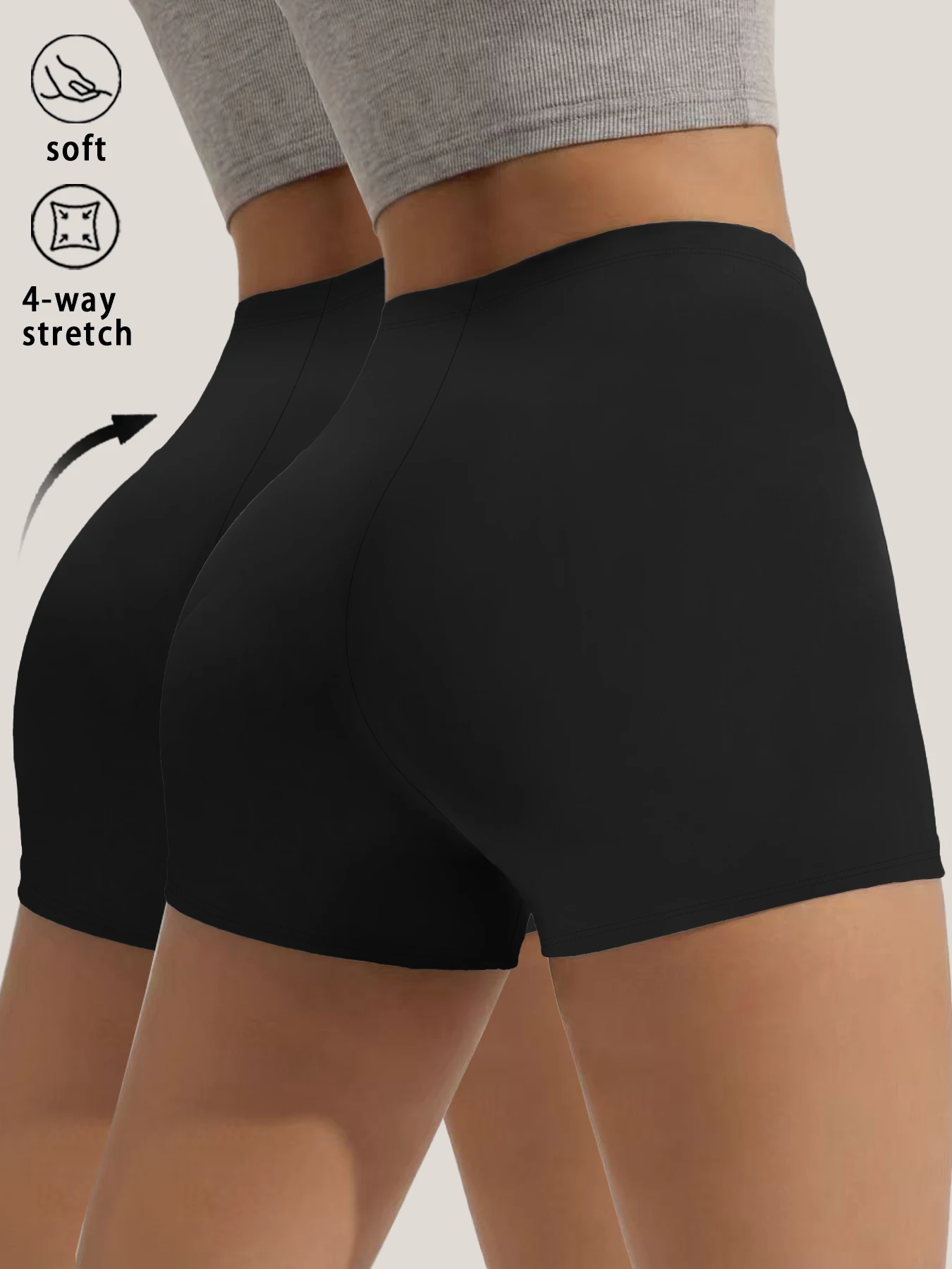 

2 pack Plus Size Women's Workout Biker Shorts Super Soft, High Elastic Yoga Running Cycling Gym Fitness Athletic Wear Shorts