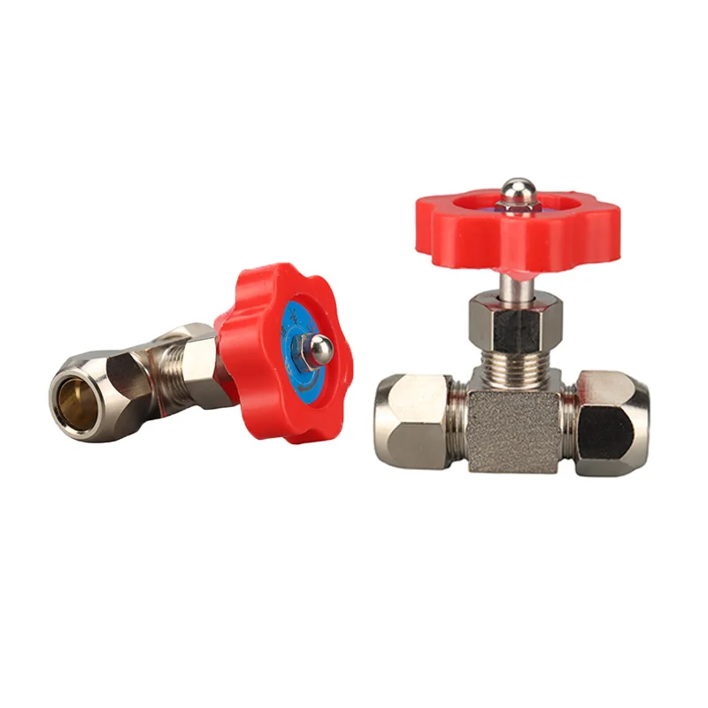 6mm 8mm 10mm 12mm Hole Dia Orange Plastic Handle Metal High Pressure Durable Tube  Needle Type Globe Valve