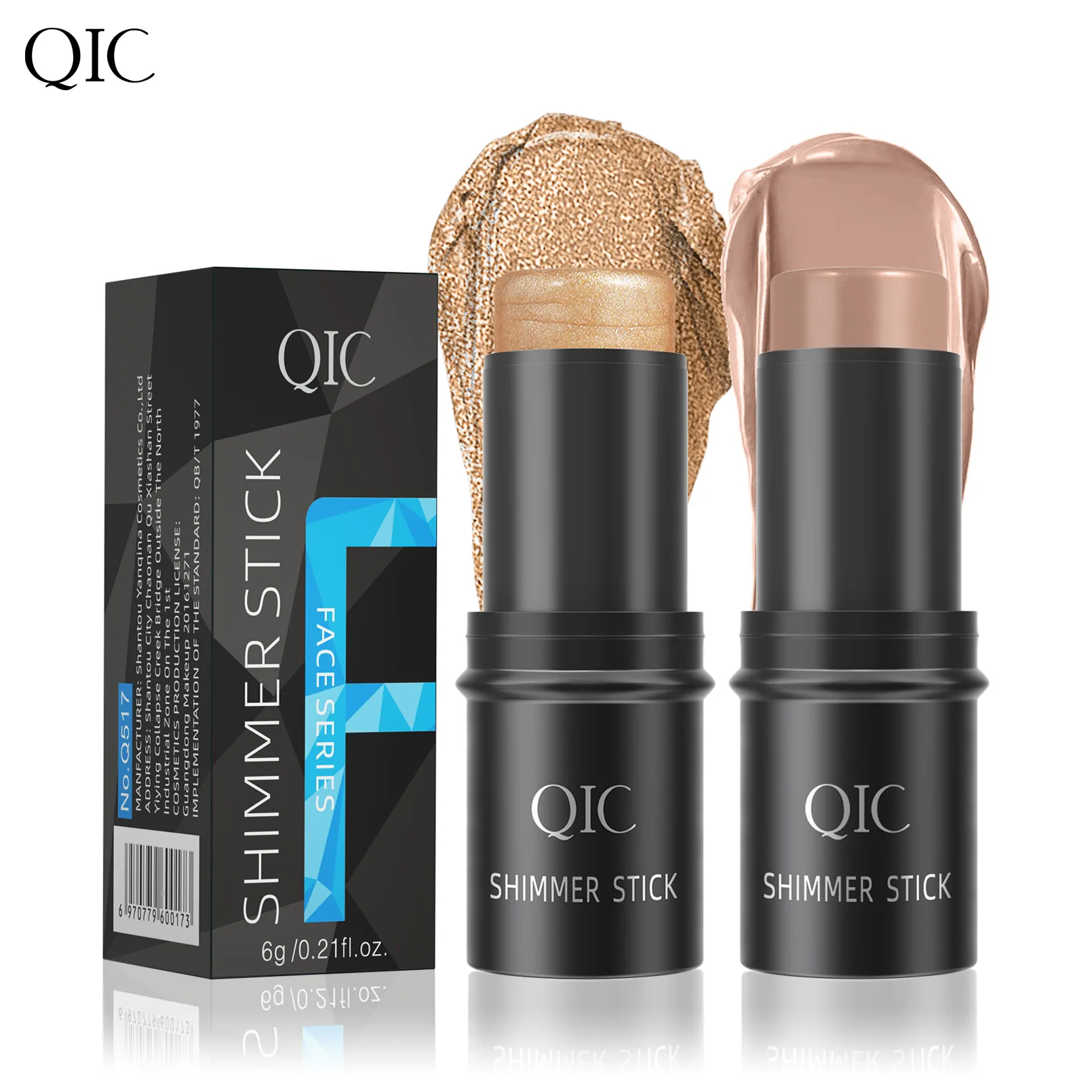 

QIC Highlighter Makeup Stick,Shimmer Cream Powde Waterproof Long-lasting Face Highlight Blush Makeup for Daily Wear 3D Wonder St