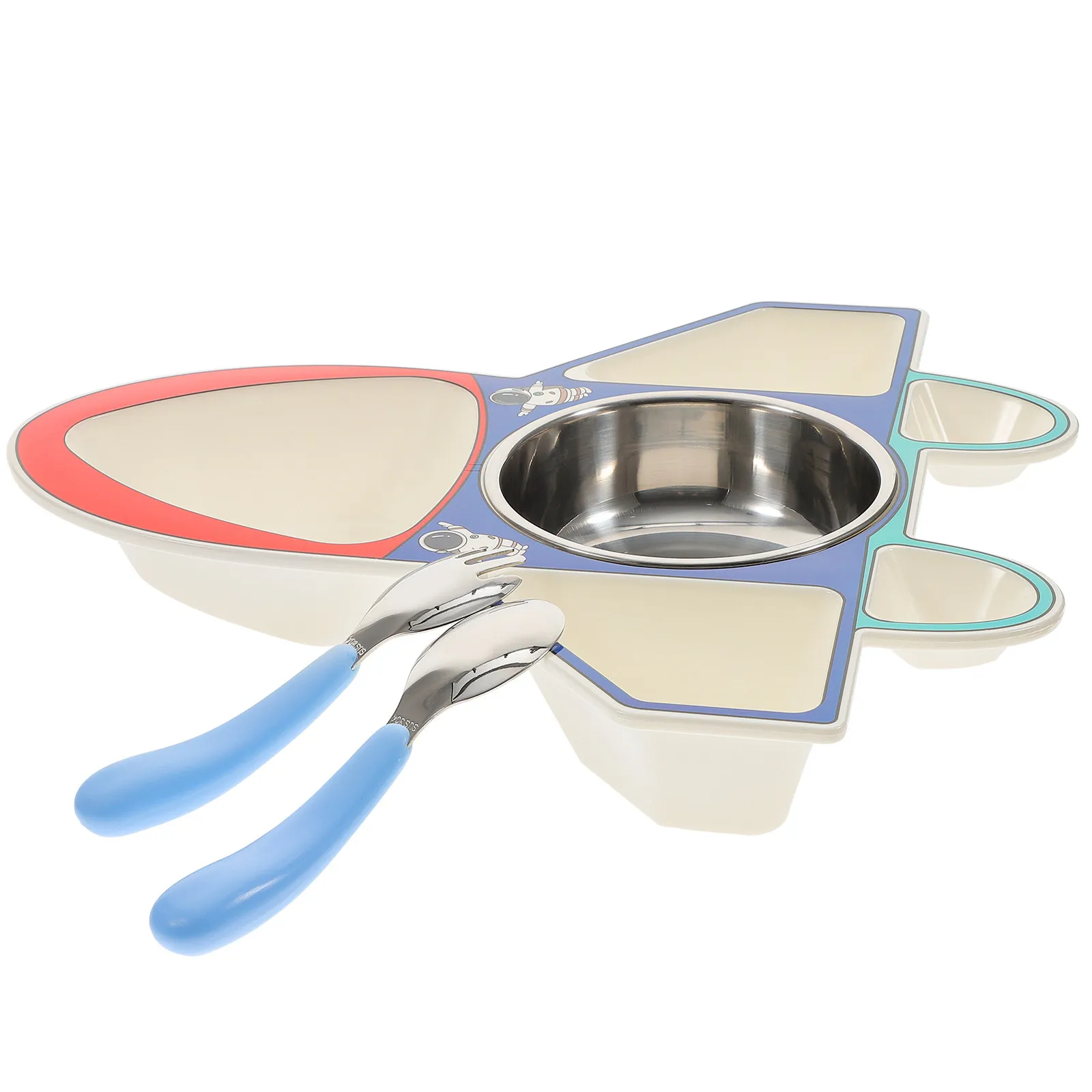 

1 набор детских тарелок в форме самолета, из нержавеющей стали, с разделителями, для подачи еды, для малышей, для домашнего использования, без BPA, прочные.