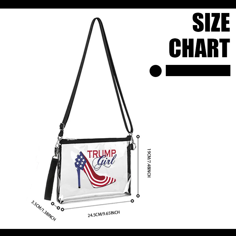 Donald Trump Print PVC Transparent Zero Wallet Waterproof Crossbody Bagtoiletry Bag Clear Bag With Large Capacity Storage