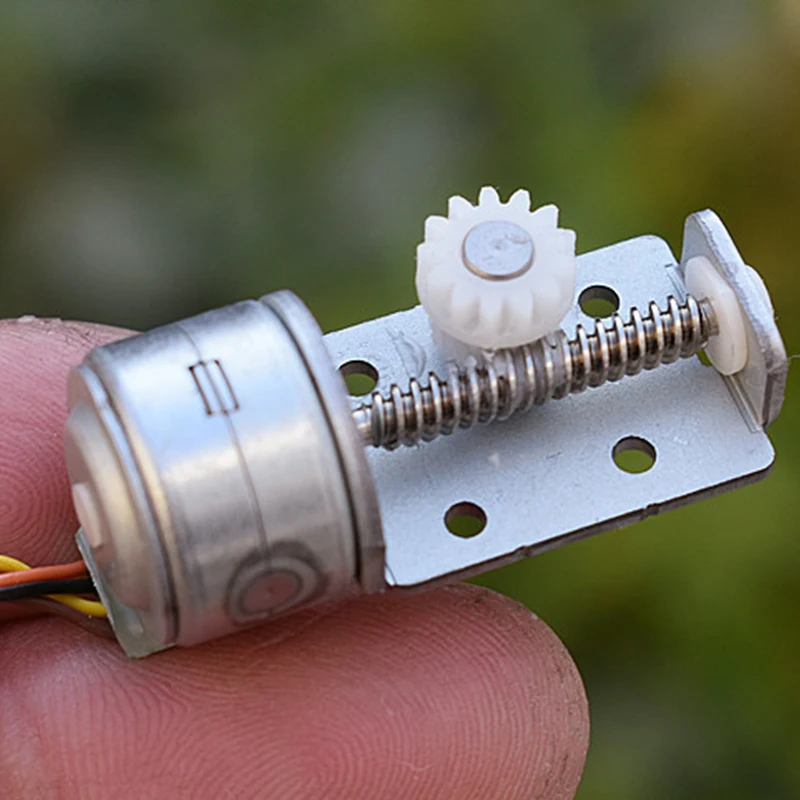 15MM 2-Phase 4-Wire Stepper Motor Metal Stepping Motor Linear Screw Shaft Rod Block 13 Teeth Plastic Gear DIY Camera Monitor