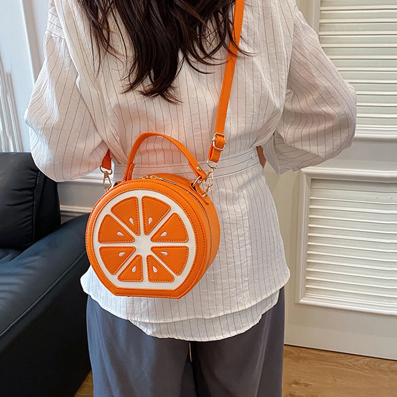 

Fruit Shoulder Bags Cute Orange Handbag Fashion Woman'S Bag PU Creative Funny Bucket Crossbody Bags Niche Design Versatile Blue